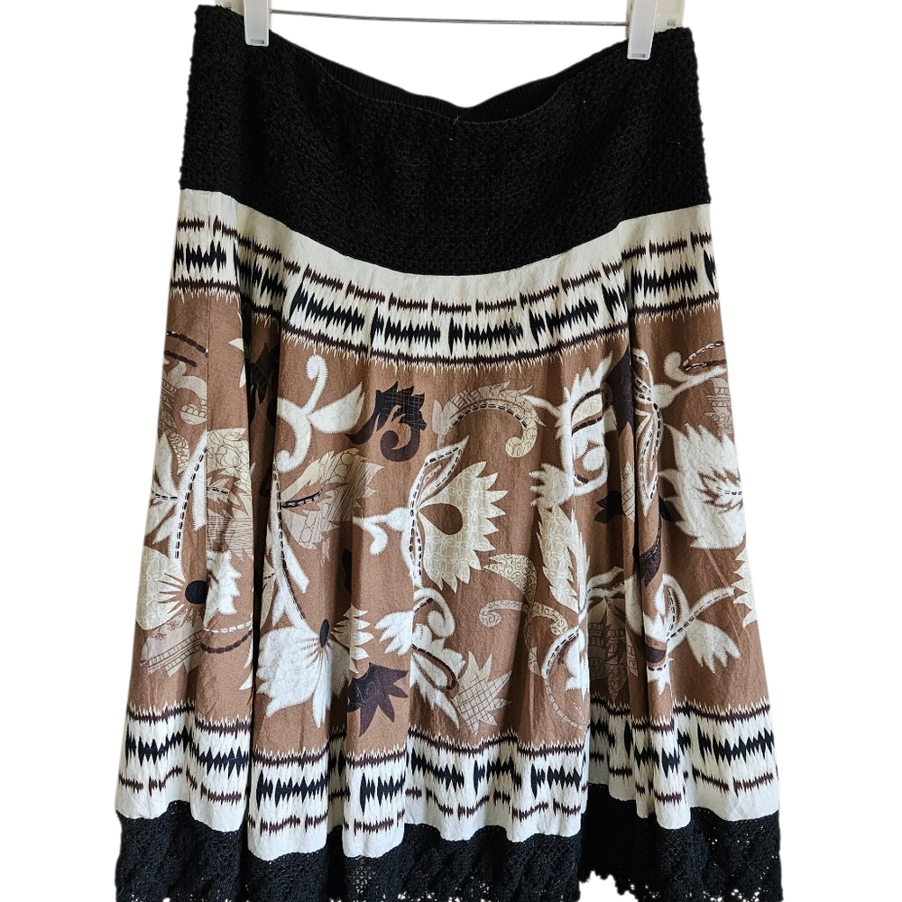 Coldwater Creek Crochet Elastic Waist Floral Print Skirt Size Med. - Picture 9 of 9